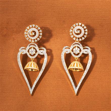 Cz Classic Earring With Black Rose Rhodium 2 Tone Plating