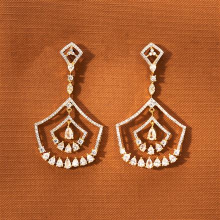 Cz Classic Earring With Black Rose Rhodium 2 Tone Plating