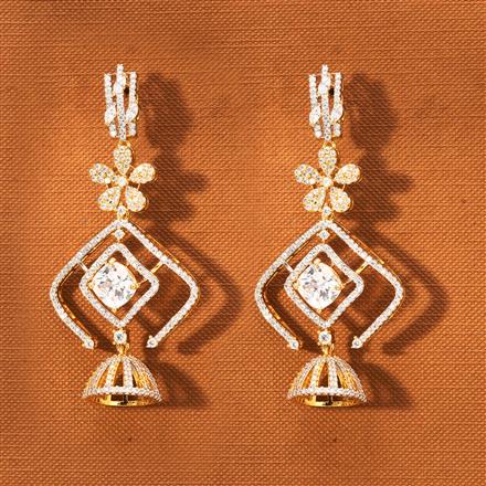 Cz Classic Earring With Black Rose Rhodium 2 Tone Plating