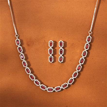 Cz Delicate Necklace With Rhodium Plating