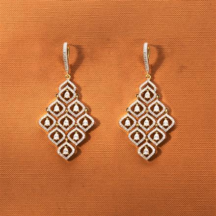 Cz Classic Earring With Black 2 Tone Rhodium Plating
