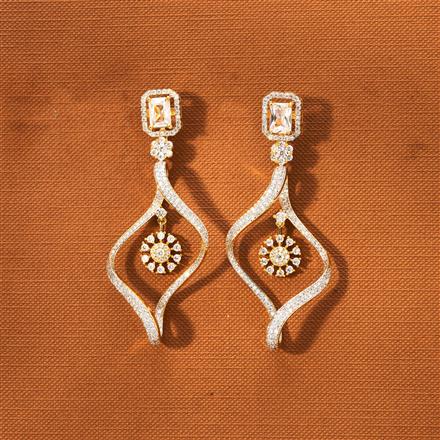 Cz Classic Earring With Black Rose Rhodium 2 Tone Plating