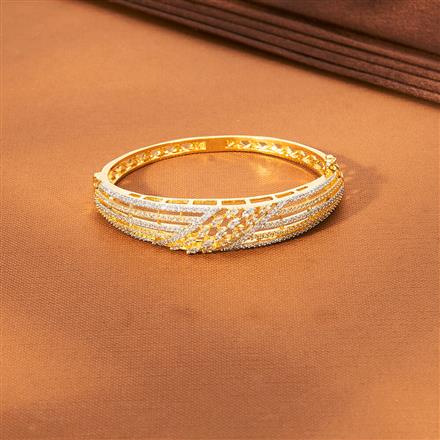 Cz Delicate Kada With Rhodium 2 Tone Plating