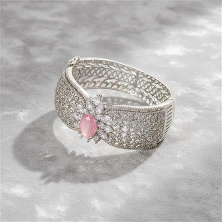 Cz Openable Kada With Rhodium Plating