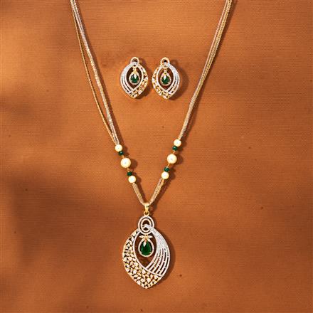 Cz Classic Pendant Set With 2 Tone Plating