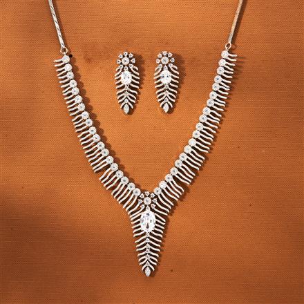 Cz Classic Necklace With Rhodium Plating