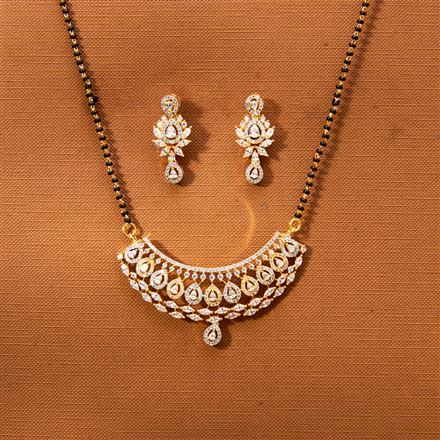 Cz Tanmaniya Mangalsutra With Rhodium 2 Tone Plating