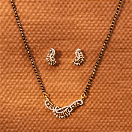 Cz Delicate Mangalsutra With Rhodium 2 Tone Plating