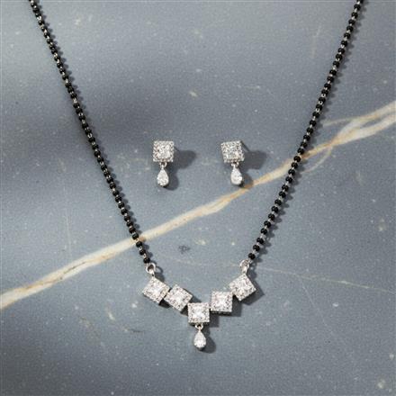 Cz Delicate Mangalsutra With Rhodium 2 Tone Plating