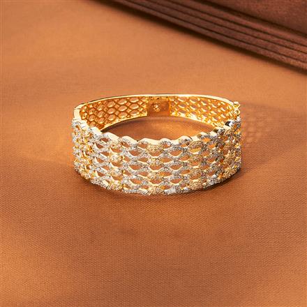 Cz Openable Kada With Rhodium 2 Tone Plating