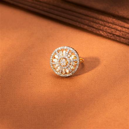 Cz Classic Ring With Rhodium 2 Tone Plating