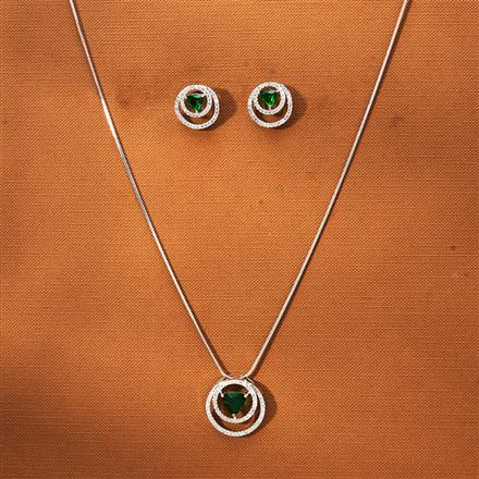 Cz Classic Pendant Set With Rhodium Plating