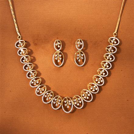 Cz Classic Necklace With Rhodium 2 Tone Plating