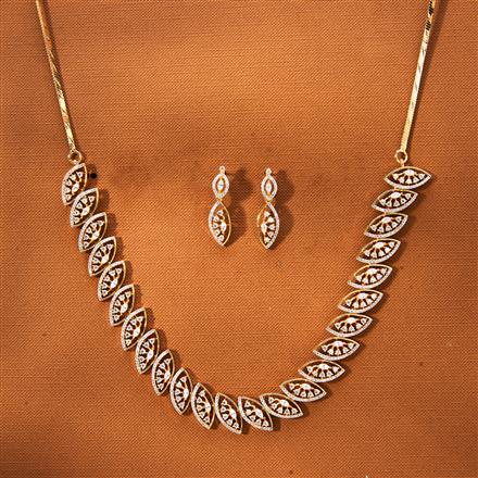 Cz Classic Necklace With Rhodium 2 Tone Plating