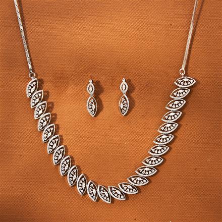 Cz Classic Necklace With Rhodium 2 Tone Plating