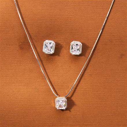 Cz Delicate Pendant Set With Rhodium Plating