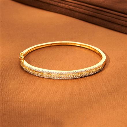 Cz Delicate Kada With Rhodium 2 Tone Plating