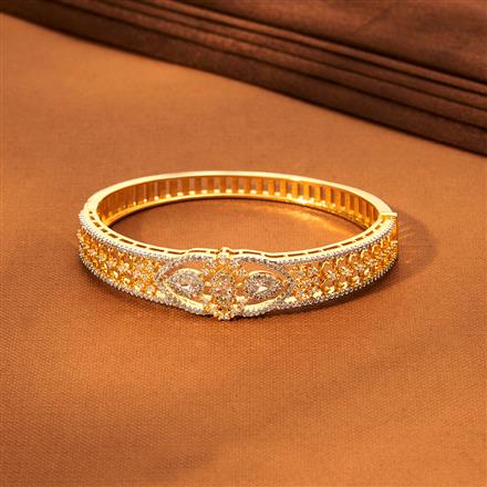 Cz Openable Kada With Rhodium 2 Tone Plating