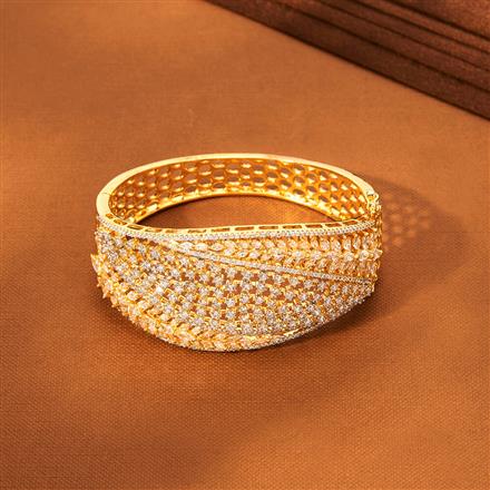 Cz Openable Kada With Rhodium 2 Tone Plating