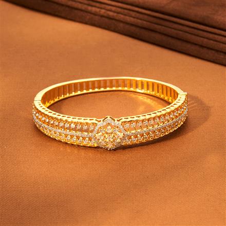 Cz Openable Kada With Rhodium 2 Tone Plating