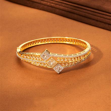 Cz Classic Kada With Rhodium 2 Tone Plating