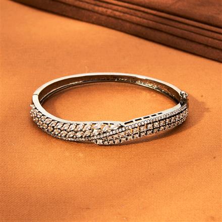 Cz Openable Kada With Black Rhodium 2 Tone Plating