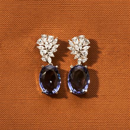 Cz Classic Earring With Rhodium Plating