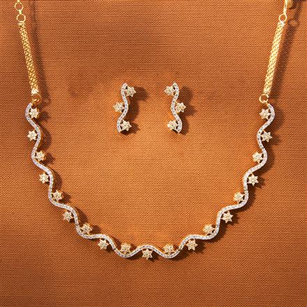 Cz Delicate Necklace With Rhodium 2 Tone Plating