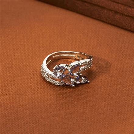 Cz Adjustable Ring With Rhodium Plating