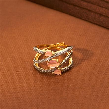 Cz Adjustable Ring With 2 Tone Plating