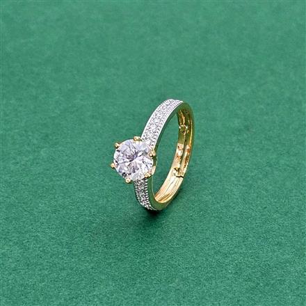 Cz Adjustable Ring With Black Rhodium 2 Tone Plating