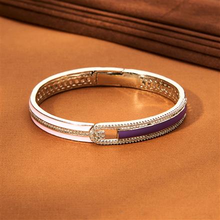Cz Meenakari Kada With Rhodium Plating