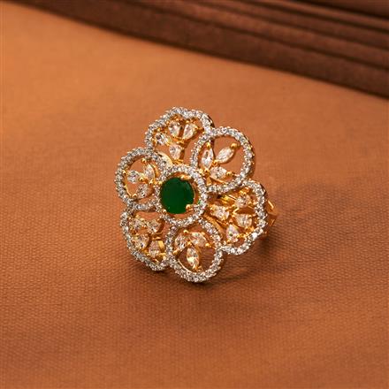 Cz Adjustable Ring With 2 Tone Plating
