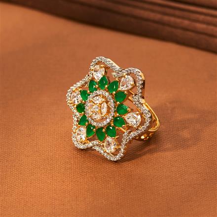 Cz Adjustable Ring With 2 Tone Plating