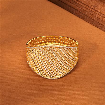 Cz Broad Kada With Rhodium 2 Tone Plating