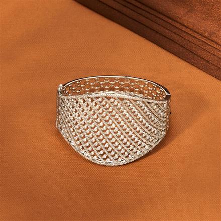 Cz Broad Kada With Rhodium 2 Tone Plating