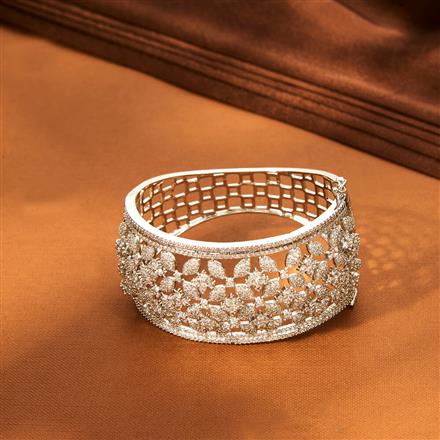 Cz Openable Kada With Rhodium 2 Tone Plating