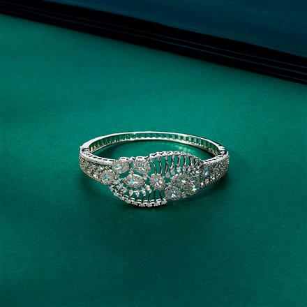 Cubic Zirconia Classic Kada With 2 Tone Rhodium Plating