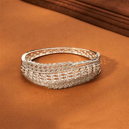 Cz Classic Kada With Rhodium 2 Tone Plating