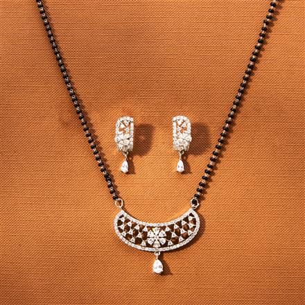 Cz Classic Mangalsutra With Rhodium 2 Tone Plating