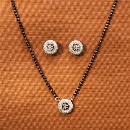 Cz Tanmaniya Mangalsutra With Rhodium 2 Tone Plating