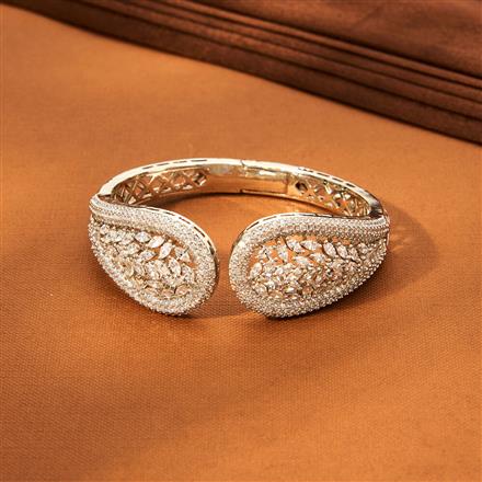 Cz Classic Kada With Rhodium 2 Tone Plating