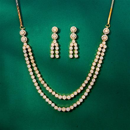 Cz 2 Line Necklace With 2 Tone Rhodium Plating