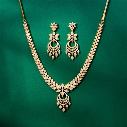 Cz Delicate Necklace With 2 Tone Rhodium Plating