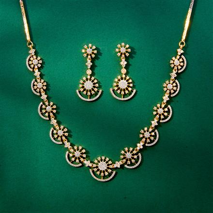 Cz Delicate Necklace With 2 Tone Rhodium Plating