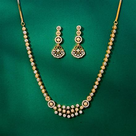 Cz Delicate Necklace With 2 Tone Rhodium Plating