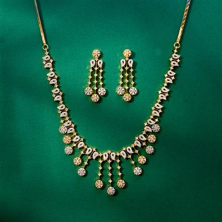 Cz Classic Necklace With 2 Tone Rhodium Plating