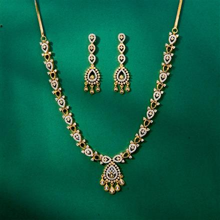 Cz Delicate Necklace With 2 Tone Rhodium Plating