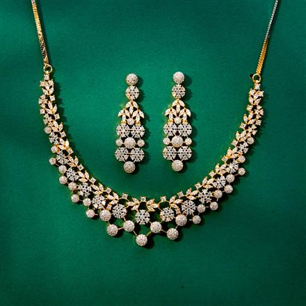 Cz Classic Necklace With 2 Tone Rhodium Plating