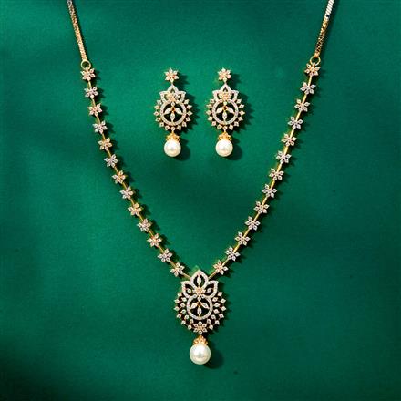 Cz Classic Necklace With 2 Tone Rhodium Plating